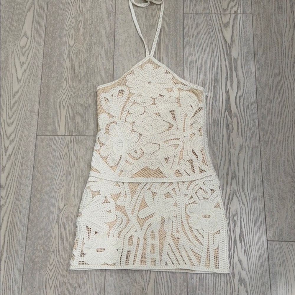 Zara crocheted cream dress